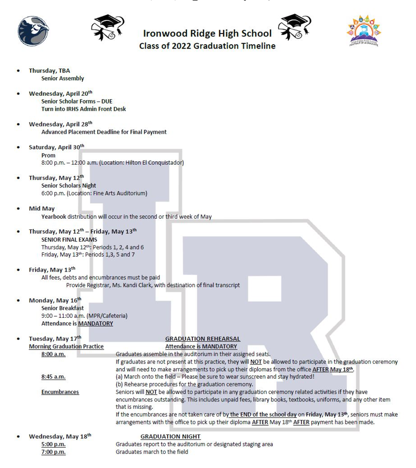 Senior Timeline 2022